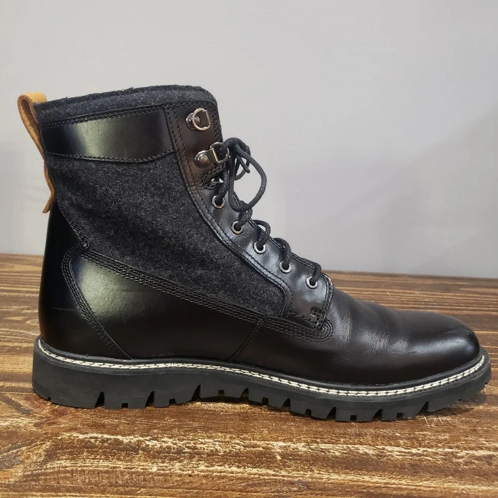 Timberland Boot Mens 12 A1PIZ Black Good Leather American Woolen Co Lace Up